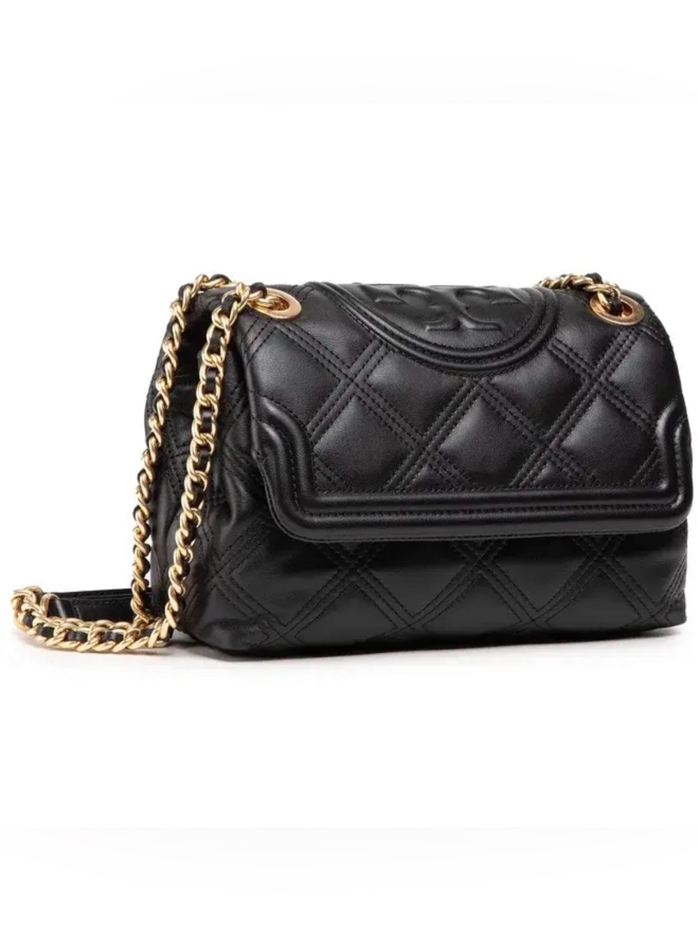 Tory Burch Small Fleming Black Soft Leather Shoulder Crossbody Bag
